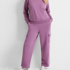 State of Day Women's High-Rise Fleece Cargo Sweatpants Size L NWT